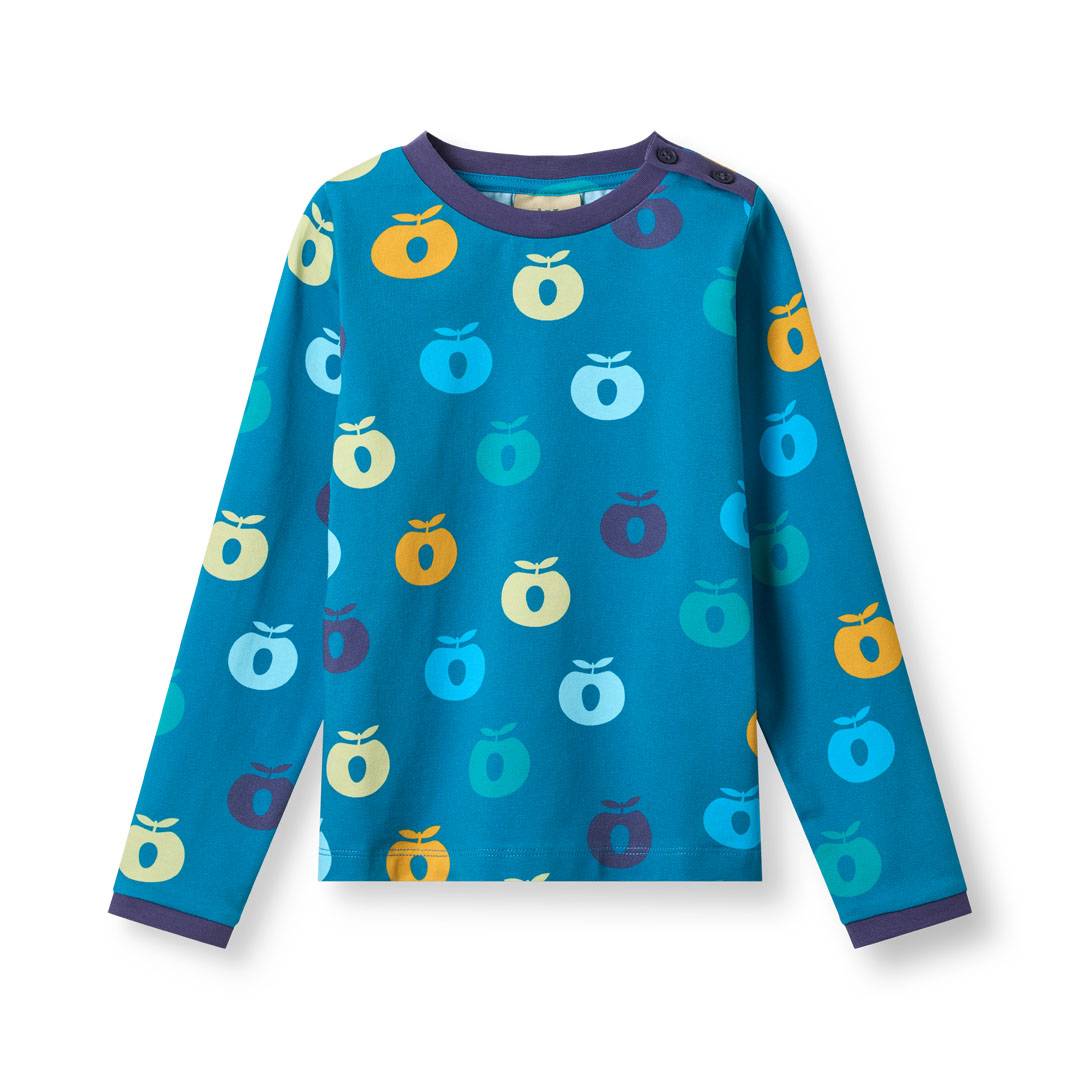 Umalin langærmet bluse med æbler - Solid blue / 2-3