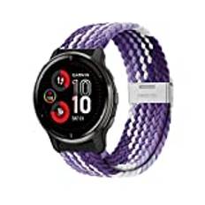 Niboow 20 mm armband för Garmin Venu Sq 2/Venu Sq 2 Music/Venu Sq/Venu Sq/Venu 2 Plus/Venu, nylon vävning ersättningsarmband armband för Garmin Vivoactive 5/Vivoactive 3/Forerunner 245 – färgglad lila