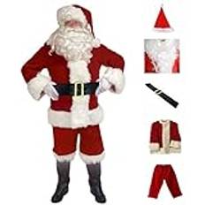 FairyHover 5 st deluxe tomtedräkt för män jultomtekostym jultomtedräkt för män tomtedräkt vuxna jul cosplay A, XXL.