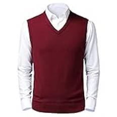 Btmpmcs Herr Enfärgad V-ringad Slipover tröja väst Klassisk Business Gentleman Stickad väst Enfärgad Casual Pullover Gilet Smart Suit Ärmlösa linne