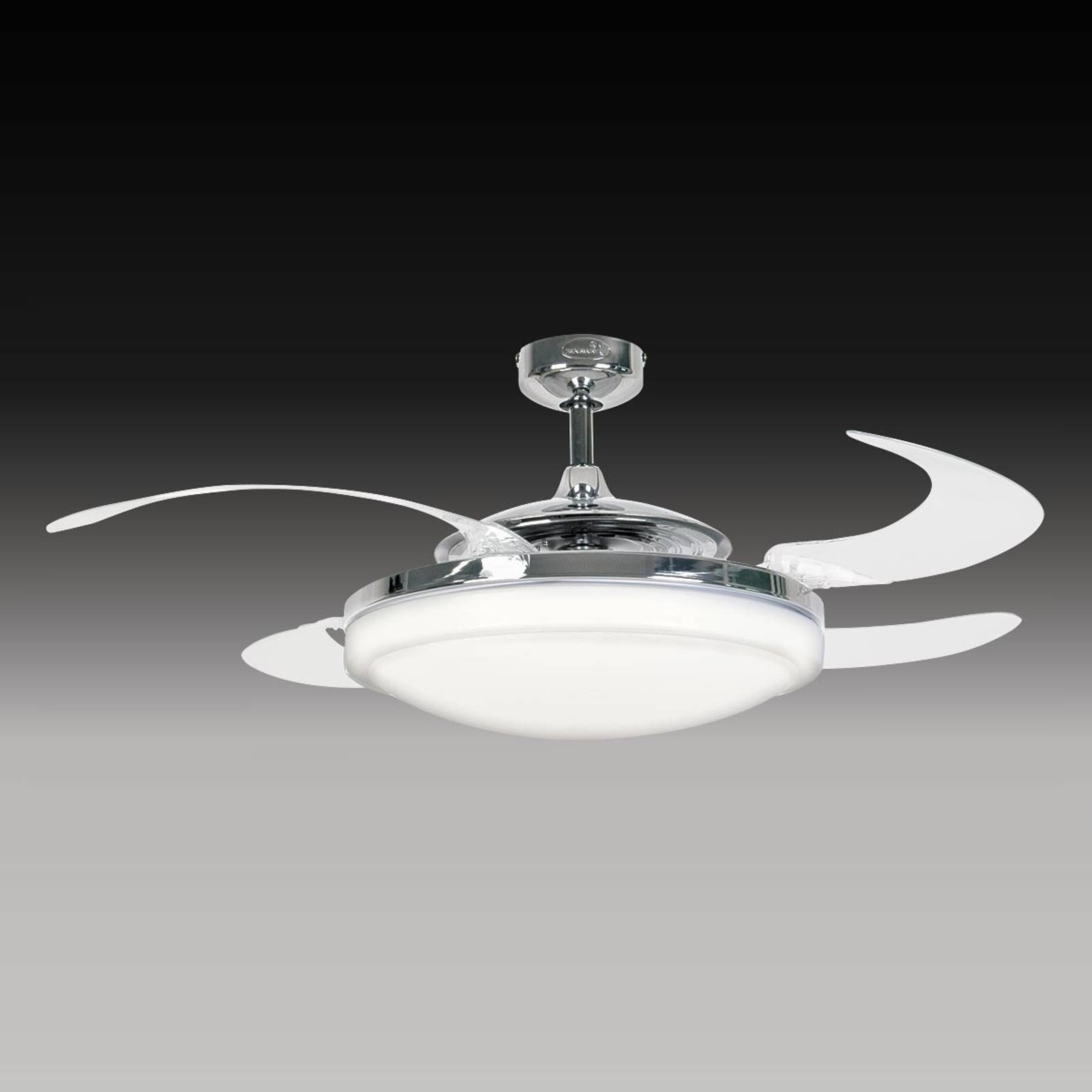 Beacon Lighting takfläkt Fanaway Evo 2 med ljus krom tystgående FANAWAY, Genomskinlig / transpare, Vardagsrum / matsal, Syntetmaterial, Design