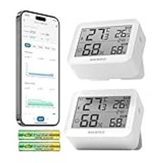 Inkbird Bluetooth Termometer Hygrometer, 2 Packs ITH-13-B Digital Termometer Hygrometer kombinationssats, högprecisionstermometer med luftfuktighetsmätare, appkontroll