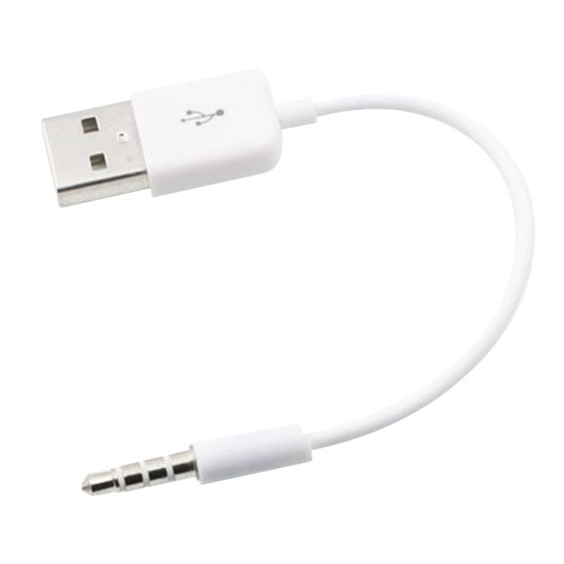 Usb kort laddare data vit kabel 3.5mm jack adapter laddningssladd för apple ipod 3rd 4th 5th 6th 4/5/6 mp3 spelare