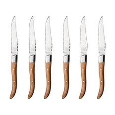 CASA Living Ranch Steakkniv - 6 stk. - Certificeret pakkatræ - Lyst træ