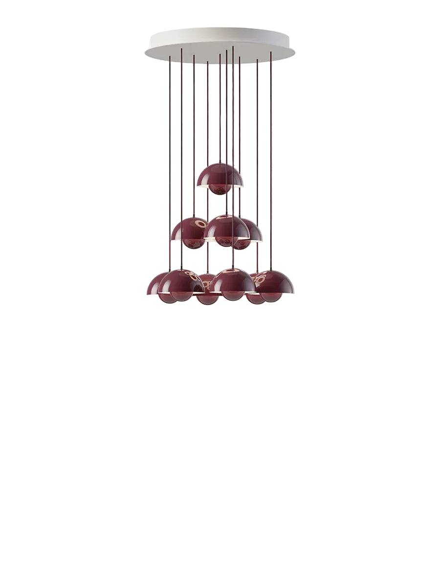 Flowerpot Chandelier VP10, 10 pendants reversed fra &Tradition Brass-Plated - Jacobsen Plus