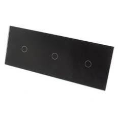 Touch Dimmer Remote Trippel Panel Glas Strömbrytare (Svart) 3 Polig Trapp Trippel Panel