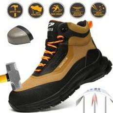 New Arrivals Men High-Top Safety Shoes, Steel Toe, Anti-Skid, Abrasion-Resistant, Outdoor Climbing Work Boots, Industrial Construction Safety Shoes With Toe Protection