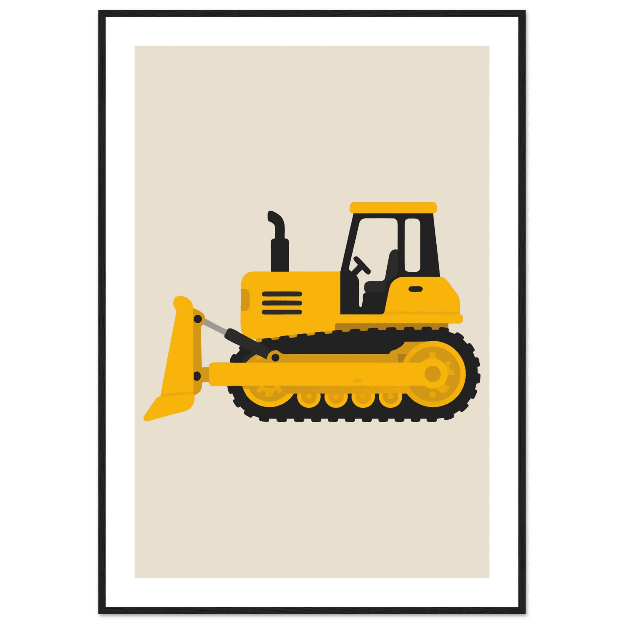 Bulldozer poster-70x100 cm / 28x40″ / Med ram / Svart