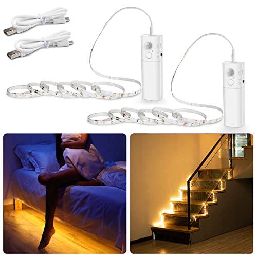 WOBANE 2x2m LED Streifen mit Bewegungsmelder, Wiederaufladbar, Warmweiß