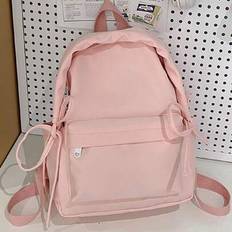 1 st Enkel enfärgad ryggsäck, Casual mångsidig ryggsäck med dragkedja, Lätt skolväska, Enfärgad damryggsäck, Dam, Skolryggsäck Tillbaka till skolan-ry - Multifärgad (rosa,Vit,gul,grön)