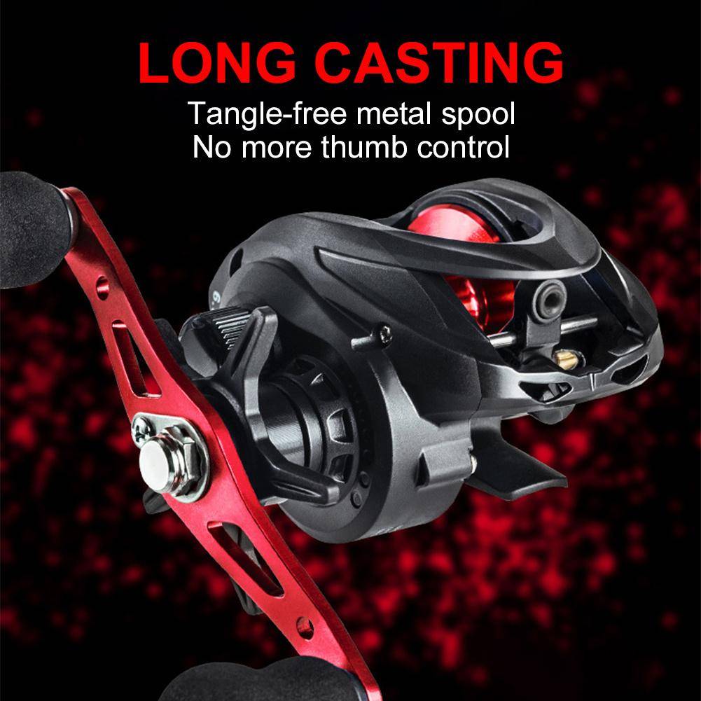 Fiskrulle lättviktsspole 6.3:1 aluminiumlegering Deep Line Cup Stor kapacitet Baitcasting Fishing Wheel 17.64LB Max Drag Saltvattenfiskeverktyg