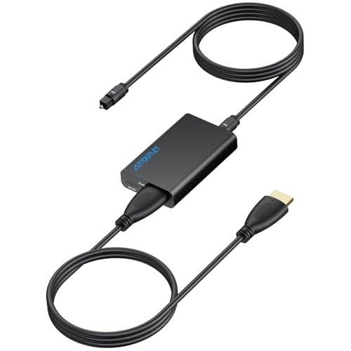 AUTOUTLET HDMI eARC/ARC-ljudextraktor, 192 kHz DAC-omvandlare – eARC/ARC till optiskt ljud, SPDIF-konverter med 1 m HDMI-/optikkabel för HDTV, soundbar