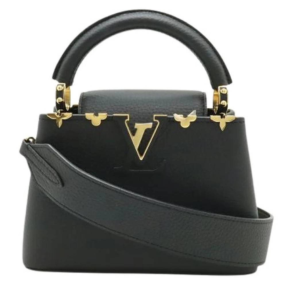 Louis Vuitton Vintage Pre-owned Capucines Mini 2way håndtaske - Vintage - Dame - Sort - ONE SIZE - Uld