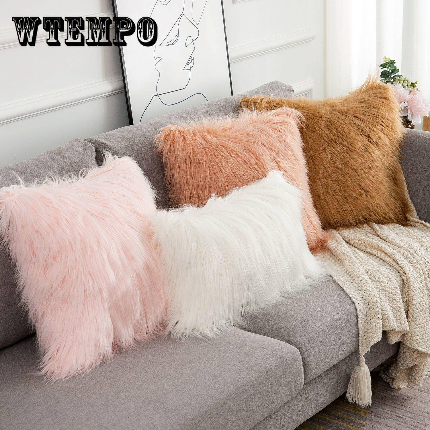 45/50 cm kuddfodral Modern Enkel Mjuk Fluffig Ren vit Plyschkudde Hemkudde Konstgjord imitation av ull Kuddfodral beige