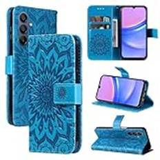 Flip Cover Präglat kortplats telefonfodral kompatibelt med Samsung Galaxy A16 M55 M 55 SM-M556B 5G telefonfodral multifunktion antifall fast färg telefonskal (blå, Samsung A16 5G)