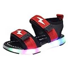 Sandaler löpning LED lysande baby ljus barn skor sport baby skor skor gummisula barn, röd, 23 EU