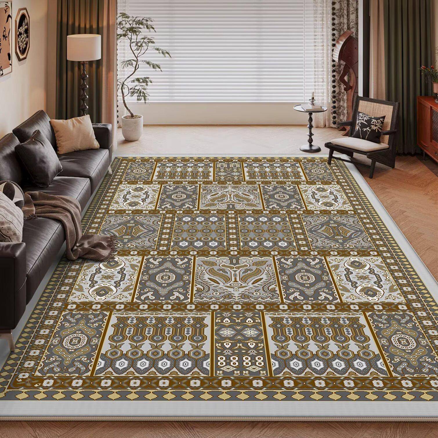 Bohemia Golden Deluxe Living Room Rugs Decoration Bedroom Anti Slip Floor Mats Large Area Carpet Lounge Rug Persian Mat Washable 60*90cm