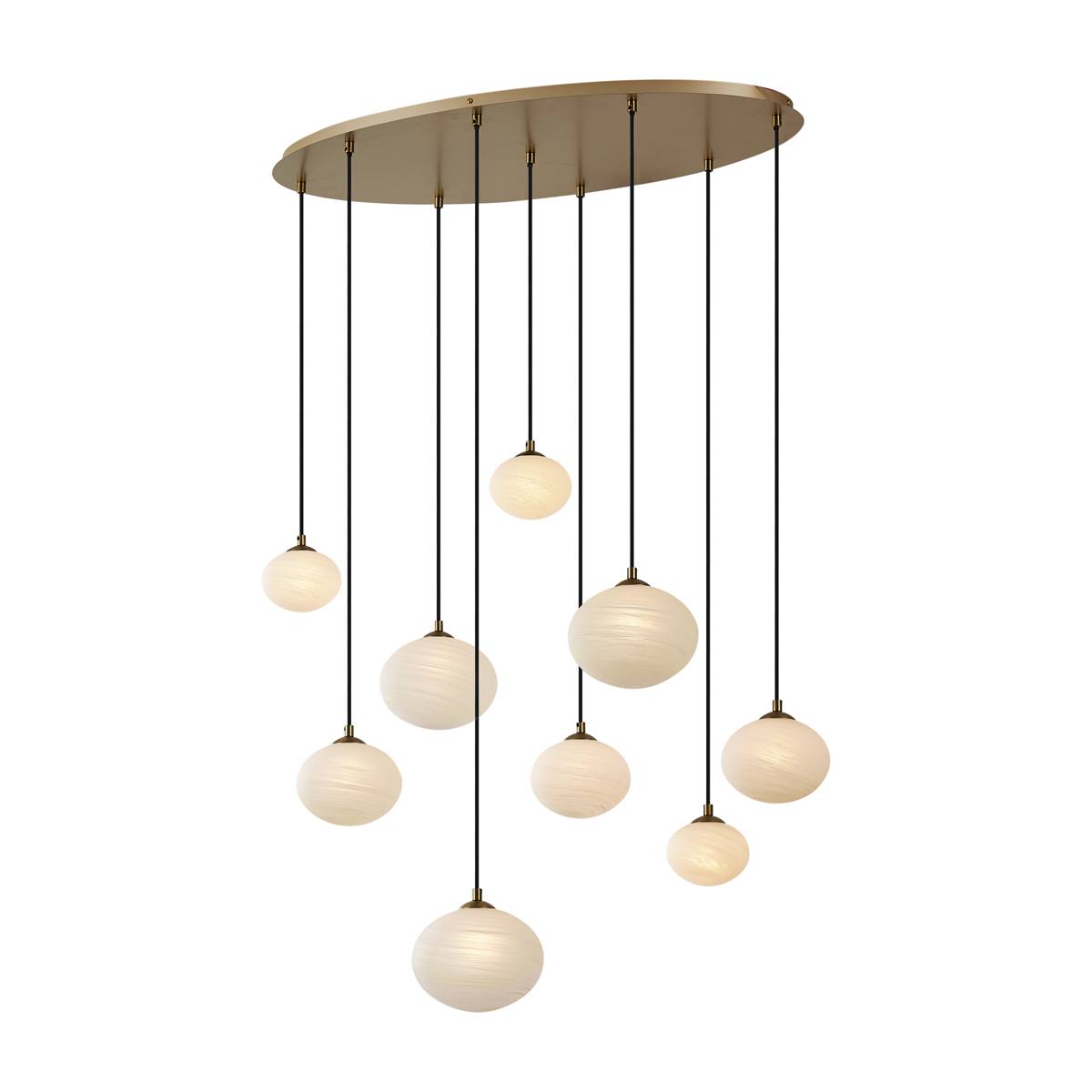 Art Deco Pendellampa Guld med Opalglas 9-ljus - Yani