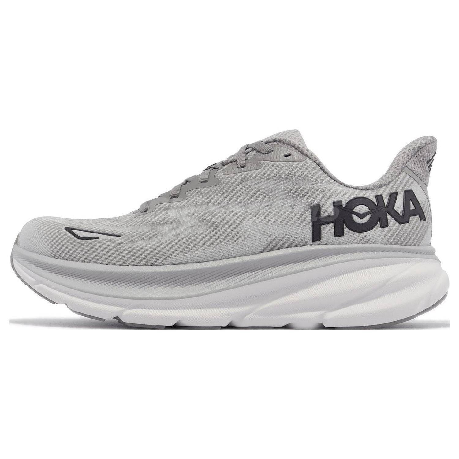 HOKA Clifton 9 Wide Harbor Mist Herr Sneakers Grå Svart 1132210-HMBC cm