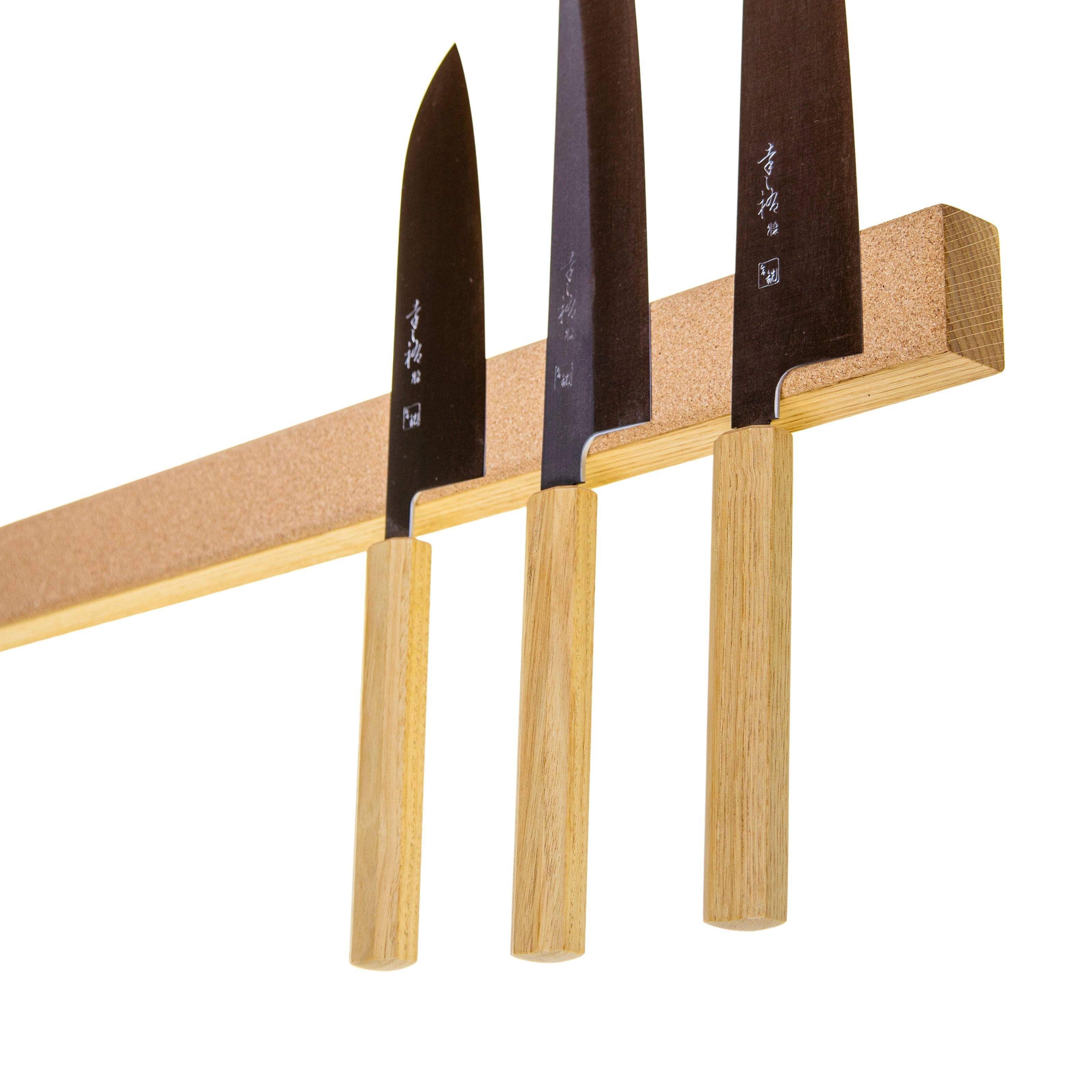 Cork – narrow magnetic knife holder with natural cork in multiple sizes and wood species - 80 cm / Smoked oak
