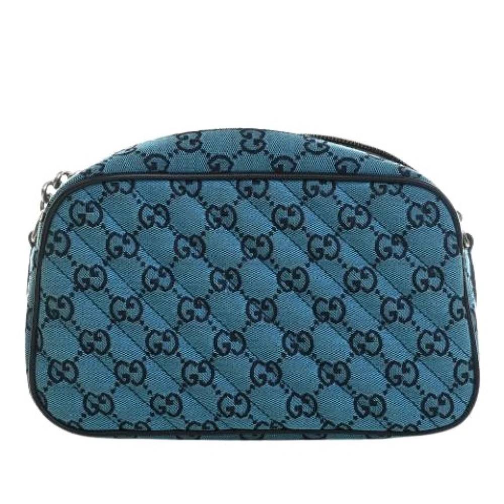Gucci Vintage Pre-owned Quilted Canvas Crossbody Bag - Vintage - Dame - Blå - ONE SIZE - Læder