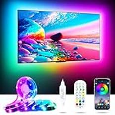 MORIACC LED-lampor för sovrum 5 m, LED-remsa för TV 55-75 tum musiksynkronisering med TV, USB LED-remsa lampa för TV-lampor, bakljus, LED TV-bakgrundsbelysning med APP-fjärrkontroll för rumsdekor
