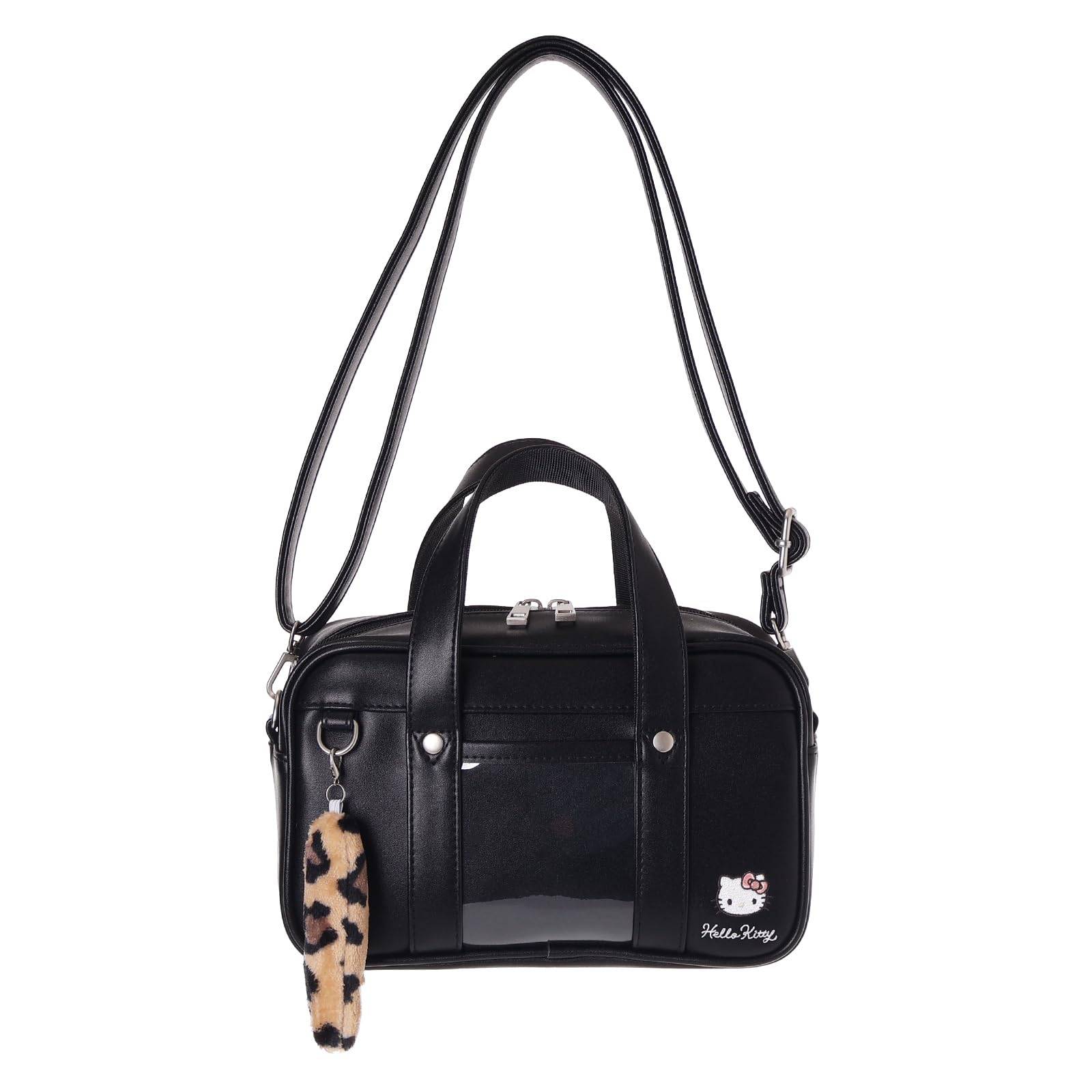 Sanrio Characters School Bag Style Shoulder 14 x x cm 2-Way Bag, PVC, 23.5 10.5 (Hello Kitty/Black)