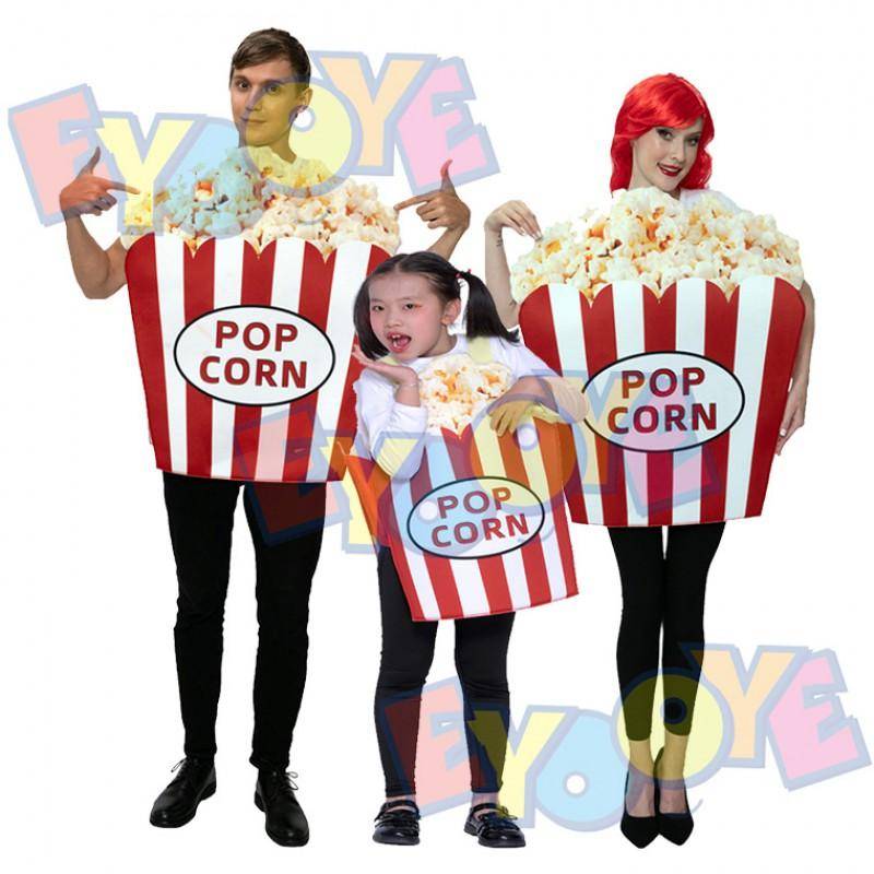 Halloween Popcorn Kostym Barn Vuxna Matchande Familj Cosplay Outfit Fest Scenuppträdande cm white