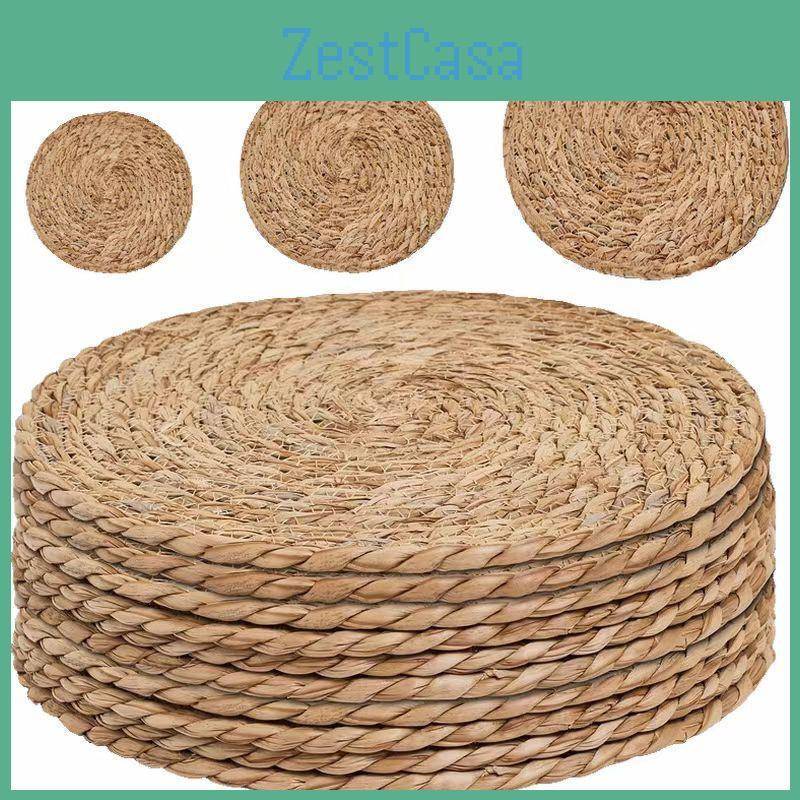 Braided Placemat Straw Cattail Round And Coaster Heatresistant Japanesestyle Table Mat For Home Or Restaurant Decor