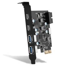USB 3.0 PCIE Karte 6 Ports, PCI-E Karte auf USB 3.0 Typ C (2), Typ A (2) 19 Pin Anschluss Type E（A-Key） PCI Express Erweiterungskarte für Desktop PC Window