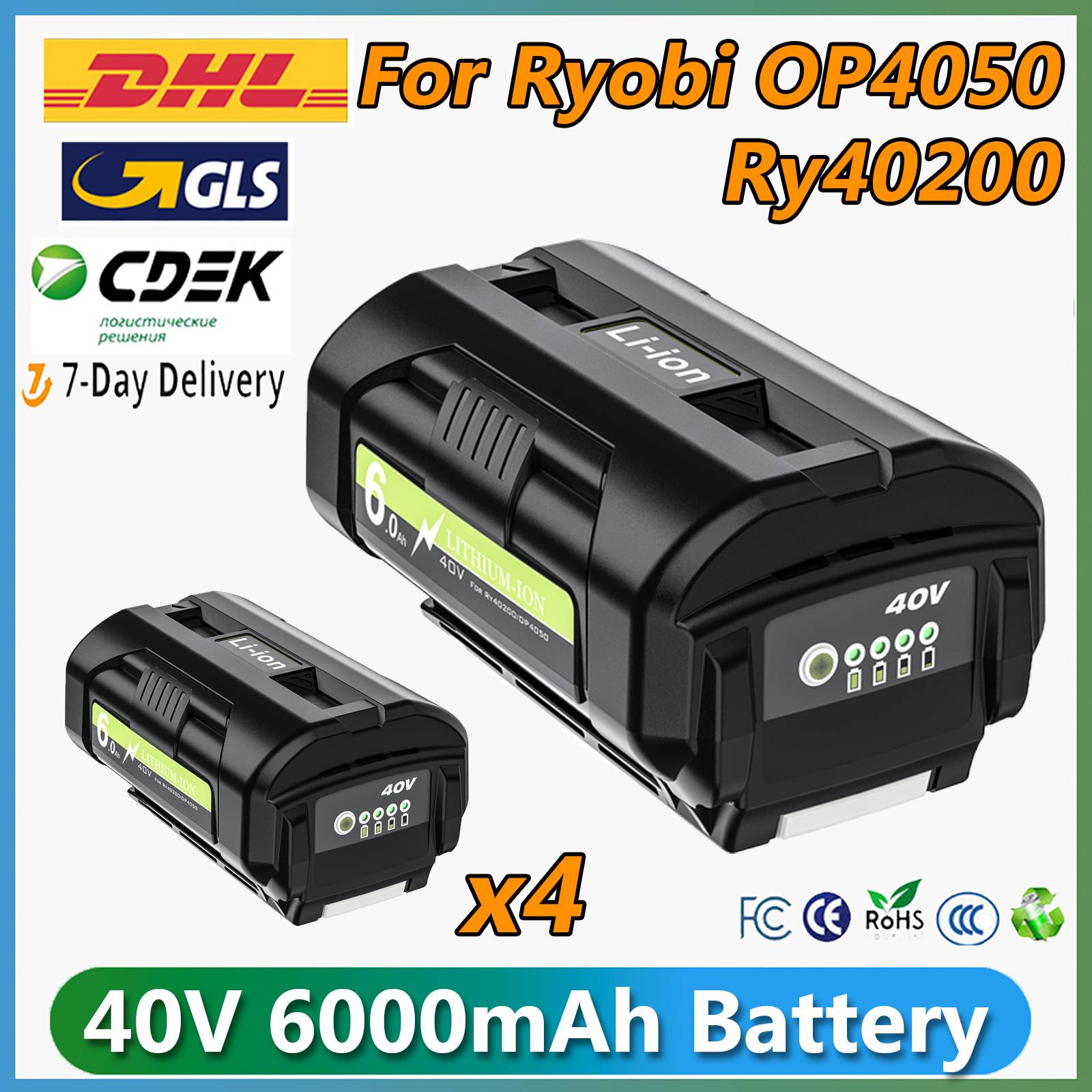 Replacement Batteries For Ryobi OP4050 Battery 40V 6.0Ah Li-ion Battery For Ryobi OP4026 OP4030 OP40401 OP4060A OP40201 OP40301