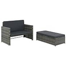 Gartensofa Ausziehbar mit Liegefunktion 2 sitzer Balkon soffa med hocker rotting soffa Liege Balkon Lounge Klein Rattansofa Balkonmöbel Multifunktionssoffa Gartenlounge Utomhus