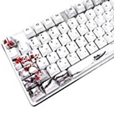 MOLGRIA Tangentknappar 110 st för mekaniskt tangentbord i full storlek, anpassat PBT OEM-profiltangenter, japansk stil med keycap puller för Cherry MX 104/87/71/61 60 procent tangentbord (plommonblom)