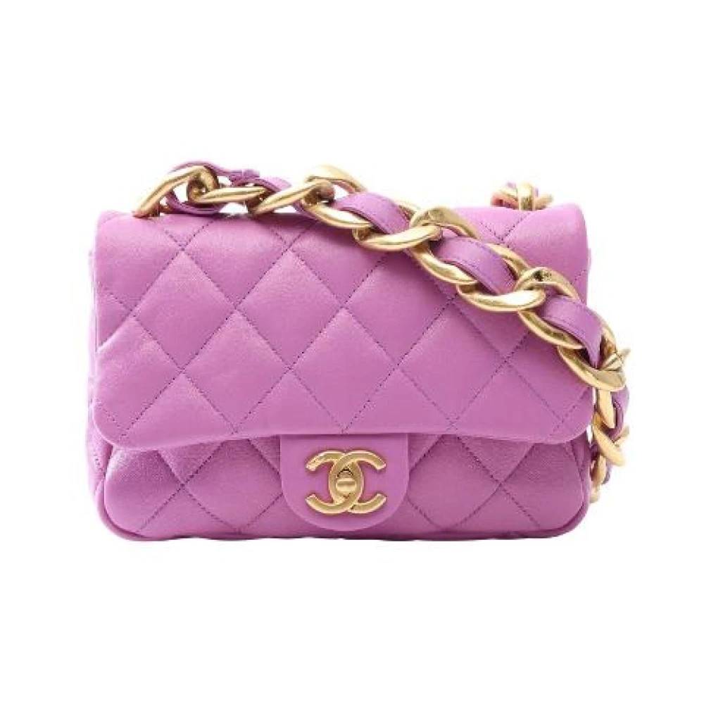 Chanel Vintage Pre-owned Matelasse Læder Skuldertaske - Vintage - Dame - Lilla - ONE SIZE - Uld