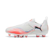 PUMA FUTURE 8 MATCH FG/AG Laceless Football Boots Youth, Shoes, White/Black/Glowing Red, 38.5