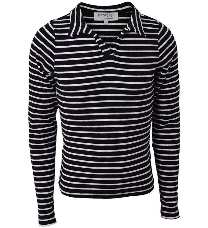 Hound Tröja - Rib Striped - Svart/Vit - Hound - 10 år (140) - Tröja