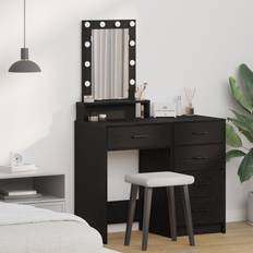 Makeupborde med LED-lys - Sort Eg 50x41x140 cm
