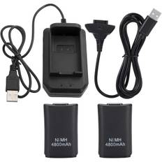 Kit til Xbox 360-controller, 2*4800mAh batteri USB-opladningskabel+opladningsbase