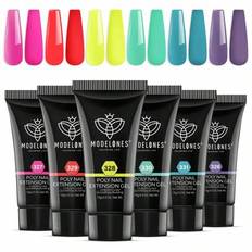 Modellones Polygel Neon med 6 färger Naken Vit Rosa Polygel Set Nails Self Set Quick Extension Building Acrylic Gel for Starter Nail Art DIY Nail Desi - Multifärgad