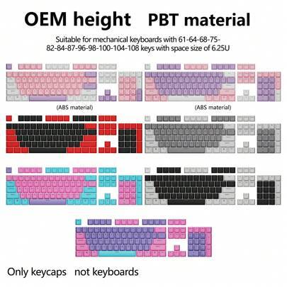 OEM ABS Translucent Doubleshot Keycaps med engelska tecken, lämplig för 61/87/104-tangenters mekaniska tangentbord, rosa, vit, lila, svart, röd, blå, - Multi-color (Multi-size)