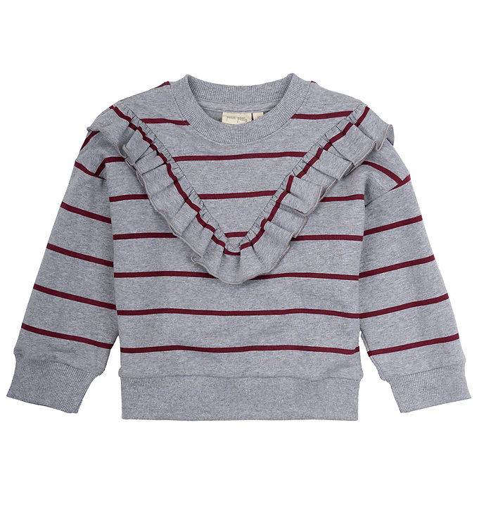 Petit Piao Sweatshirt - Light Grey Melange Stripe - Petit Piao - 6 år (116) - Sweatshirt