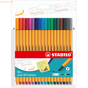 10 x Stabilo Fineliner point 88 Etui VE=18 Stiften