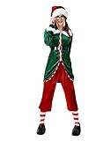Lvguang Jul jultomten hjälpreda kostym vuxen sammet älva outfit jul cosplay kostym grön röd festdräkt kvinnor #1, XL