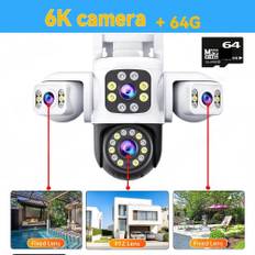 6K 12MP WiFi Camera Outdoor Security Camera Three Screen Three Lens PTZ 360° Security Protection CCTV Surveillance Cam Yoosee 6k Camera