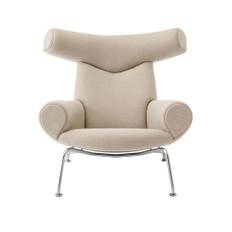 Fredericia Furniture - Wegner Ox Chair, Chrome, Fabric Cat. 1 Grand Linen 0024 - Lænestole - Hans J. Wegner