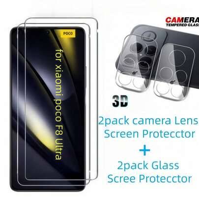 2+2 st set kompatibelt med POCO F9 Ultra/F9 Pro/X8 Pro Max/X8 Pro/X8/M8 Pro/M8/F8 Ultra/F8 Pro/F7 Ultra/F7 Pro/F7/X7 Pro/X6 Pro/M7 Pro/M7 4G/C85/C81 P - Genomskinlig (Multi-size)