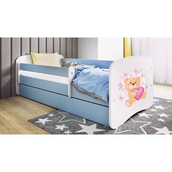 Kocot Kids Barnsäng - Babydreams Blå - Bear With Butterflies Med Låda 160x80 Cm