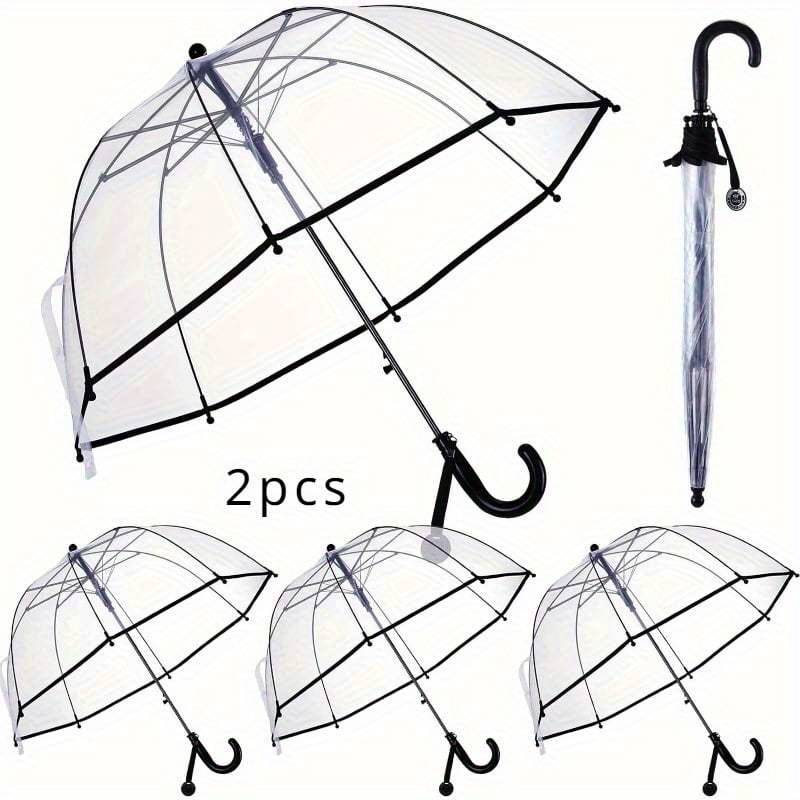 Mgh 2pcs Clear Windproof Bubble Umbrella Auto Open | Transparent Dome Design | Lightweight For Boys Girls | | Perfect Gift