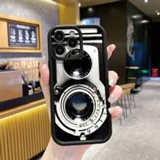 1pc Realistic Camera Lens Pattern Anti-Fingerprint Black Sandblasting Phone Case Fit Compatible With Apple/Samsung/Xiaomi/TECNO/Infinix/Vivo/OPPO