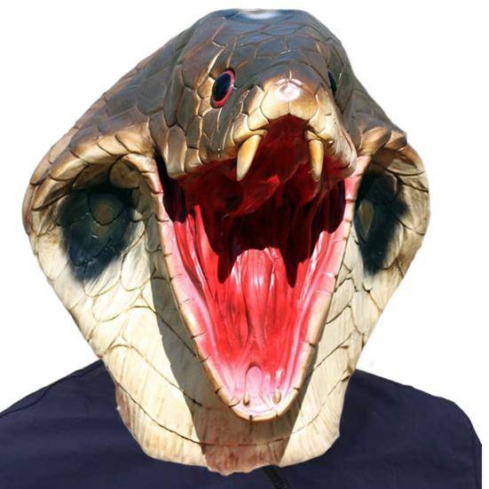 Fest Cobra Kostym Realistisk Cobra Head Masque Halloween Latex Animal Snake Masque Cosplay Carnival Party Supplies cm